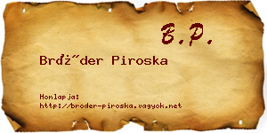 Bröder Piroska névjegykártya